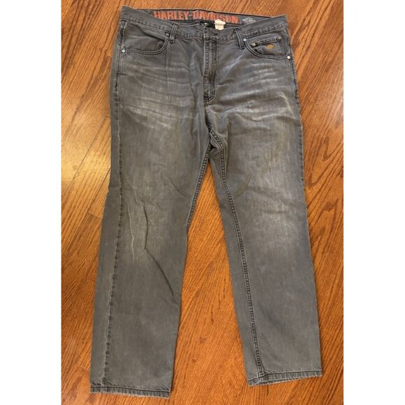 HARLEY-DAVIDSON Denim Jeans Men’s Size 38x34 Gray Faded - Picture 1 of 7